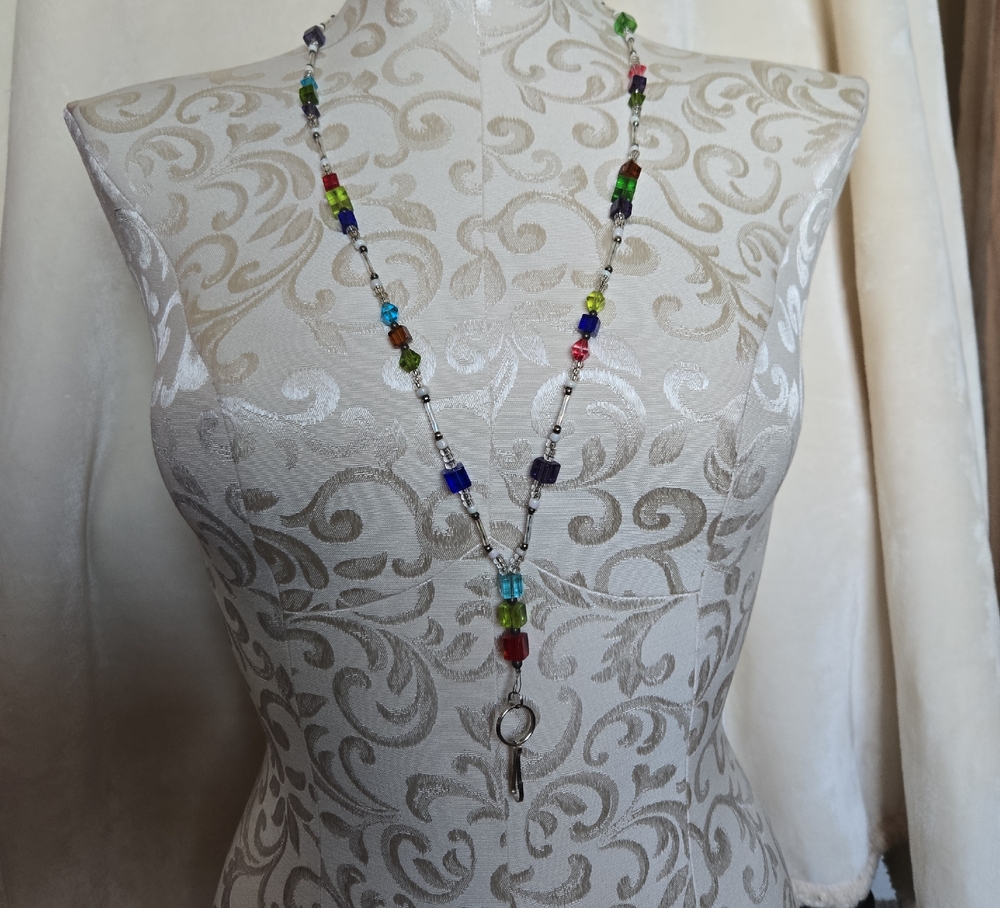 Hand Crafted Multicolor Beaded Necklace Lanyard with Key Holder